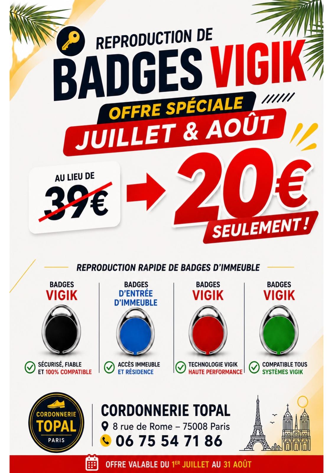 Offre spéciale Badges Vigik – Juillet & Août 20€